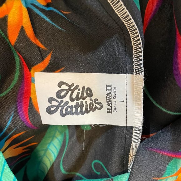 80s Vintage Hilo Hattie Black Lightweight Polyester Bird of Paradise Maxi MuuMuu - Picture 5 of 6